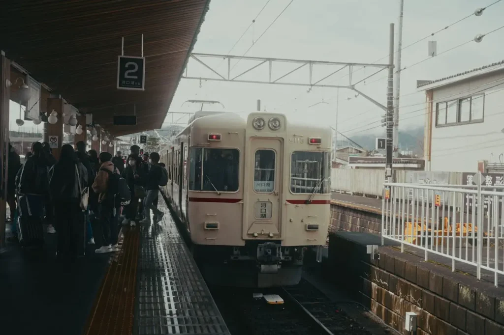 Crowded Train Station Platform in Japan