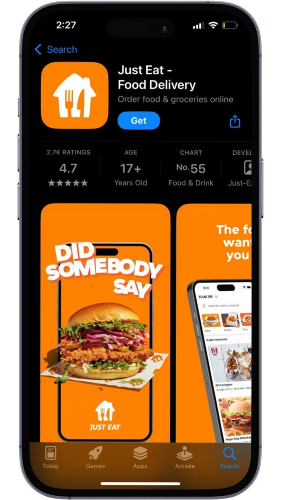 Just eat app
