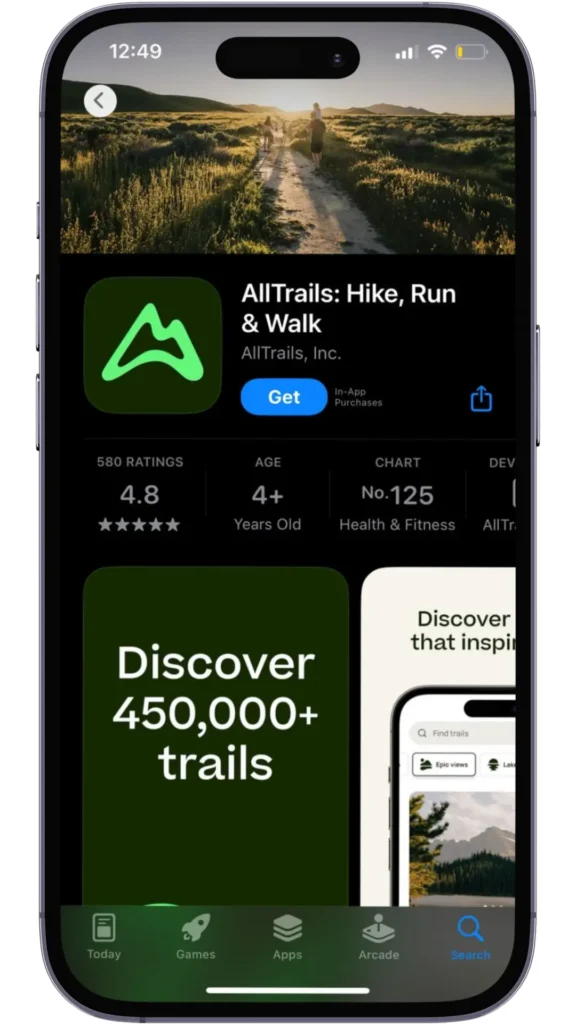 AllTrails app