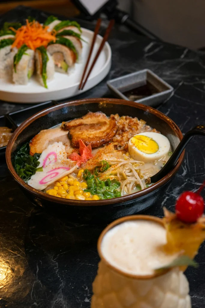 Japanese Cuisine Ramen and Sushi Platter