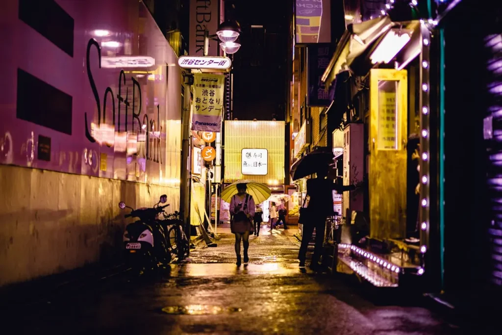 People Walking Near Road Beside Hotel during Night Time