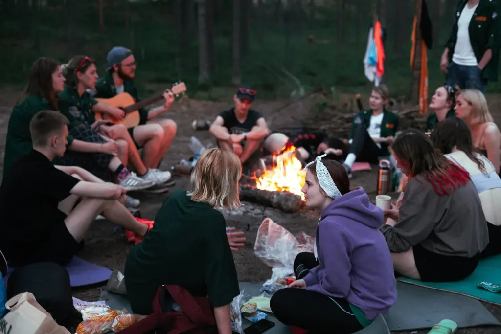 Friends Sitting around a Campfire