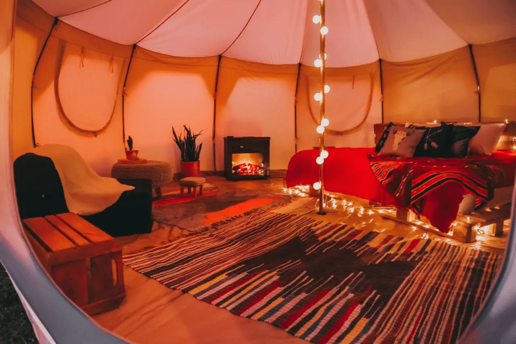 Cozy couple tent interior